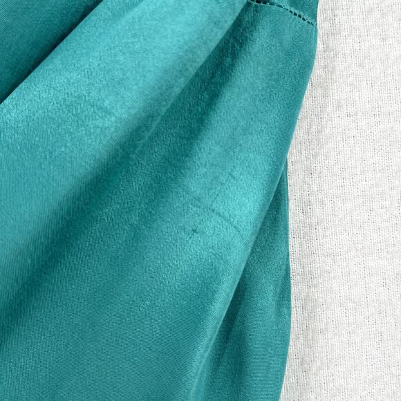 ENZA COSTA Strapless Satin Bias Dress Womens Medium Teal Aqua Blue Maxi Pull On - Picture 12 of 13